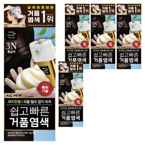 미쟝센 올 뉴 쉽고 빠른 거품 염모제, 3N흑갈색, 5개