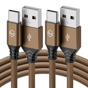 신지모루 USB-C 타입 더치 패브릭 케이블, 1m, 브라운, 2개