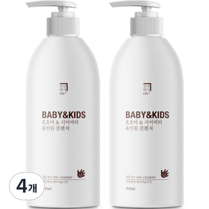 살림백서 베이비 앤 키즈 호호바 시어버터 올인원 클렌저, 4개, 500ml
