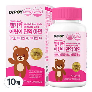 닥터포이 웰키커 어린이 면역 아연, 120정, 10개