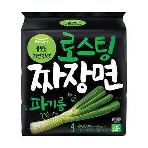 풀무원 로스팅 짜장 파기름 라면 105g, 4개