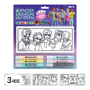 아모스 케이팝 데몬 헌터스 글라스데코 10.5ml x 6종 + 씰 스티커 + 스티커 3p 세트, 혼합색상 + 사자보이즈, 3세트