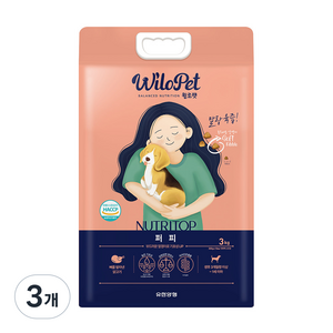 월로펫 퍼피 강아지 뉴트리탑 소프트사료, 닭, 3kg, 3개