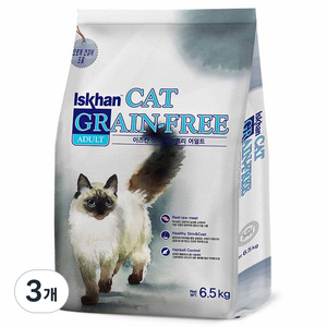 이즈칸 캣 그레인프리 건식사료, 어덜트, 6.5kg, 3개