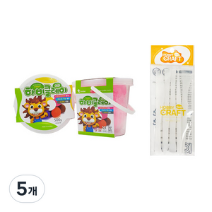 하비클레이 500g x 2p + 점토 도구 5종 세트, 형광핑크(클레이), 5개