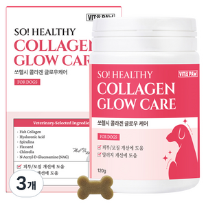 비타파우 강아지 모질 알러지 각질 건조 보습 콜라겐, 3개, 피부/피모, 120g
