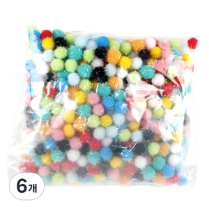 유니아트 반짝이 퐁퐁 15mm, 혼합색상, 6개