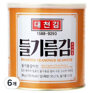 대천김 들기름 캔김, 30g, 6개