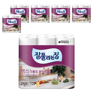 잘풀리는집 맥스 다용도 천연펄프 롤키친타올, 250매, 72개