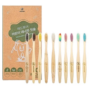 애드퓨어 치과위생사가 만든 어린이 대나무칫솔, 혼합색상, 10개입, 1개