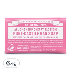 닥터브로너스 체리 블라썸 퓨어 캐스틸 바 솝, 140g, 6개입