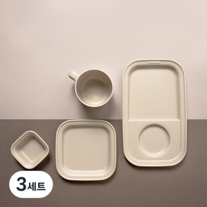 나인웨어 올디너리 테이블 시리즈 4p, 화이트, 브런치테이블 + 스프컵 + 소스볼 + 사각접시, 3세트
