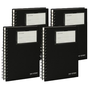 데이스토리 5000 A5포켓 PP스프링 노트 150매, 흑색, 4개