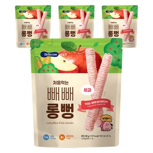베베쿡 처음먹는 빼빼롱뻥, 사과, 30g, 4개