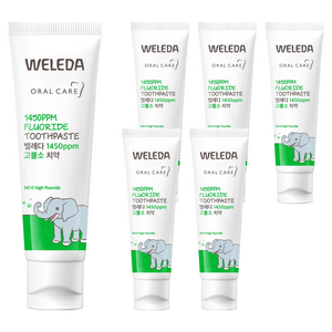 벨레다 1450 고불소 어린이 치약 스피아민트향, 50g, 6개