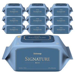 베베숲 시그니처 블루 유아물티슈 캡형, 75g, 70매, 10개