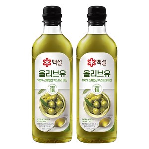 백설 엑스트라버진 압착 올리브유, 900ml, 2개