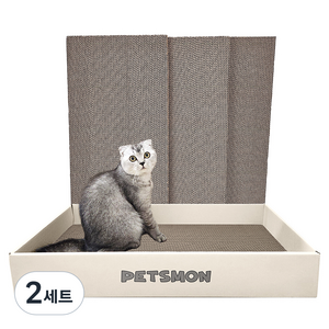 펫츠몬 고양이 3XL 스크래쳐 애착박스 + 리필 4P 평판형, 혼합색상, 2세트