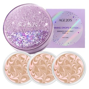 에이지투웨니스 샤이닝 드롭 에디션 뉴오리지널 에센스 커버 팩트 케이스 + 리필 12.5g x 3p, 23호핑크라떼, 1개