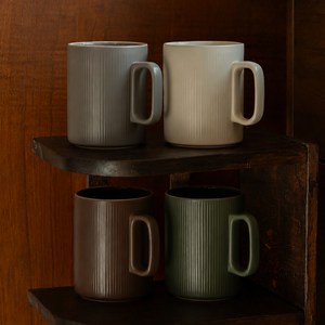 윤도자기 차곡 머그컵 380ml 4종 세트, 혼합색상, 1개