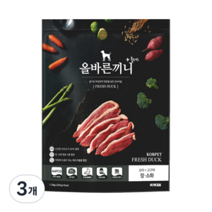국개대표 강아지 올바른끼니 기능성 사료, 장건강/유산균, 1.2kg, 3개