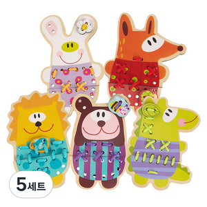 투키토이 원목 동물 실꿰기 세트, 5세트