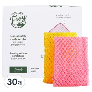 프로그 무흠집 반짝이 망사 수세미, 6개입, 30개