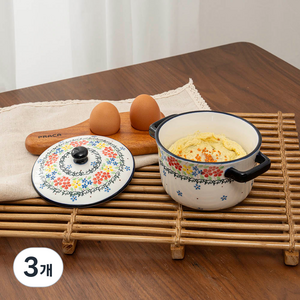 프라카 폴란드풍 도자기 핸들 계란찜기, 마가렛, 3개
