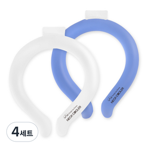 디유 콜드링 넥쿨러 자연냉각 넥워머 쿨스카프 블루 + 화이트 세트 2 x 18 cm, 4세트