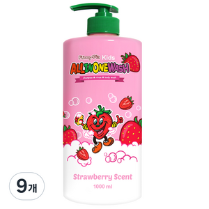 퍼니피아 키즈 올인원 워시 스트로베리, 1L, 9개