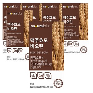 내츄럴플러스 맥주효모 비오틴, 120정, 6개