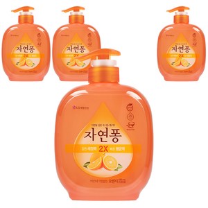 [비건라이프] 자연퐁 비린내 걱정없는 주방세제 오렌지 펌프타입, 490ml, 4개