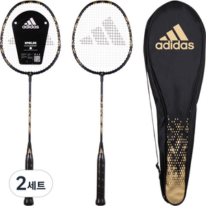 아디다스 슈필러 배드민턴 라켓 2p + 풀커버 세트, SPIELER E1.2ST(블랙), 2세트