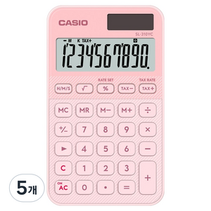 카시오 예쁜 미니 휴대용 계산기 SL-310YC, 5개, 라이트 핑크