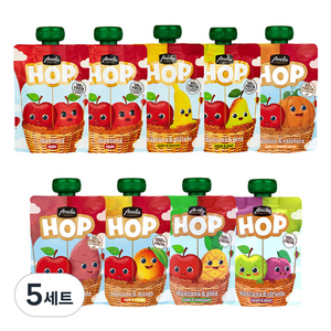아넬라 HOP 퓨레 사과 100g 2p + 바나나 100g + 사과배100g + 단호박 100g + 고구마 100g + 푸룬 100g + 애플망고 100g + 파인애플 100g 세트, 혼합맛(사과/바나나/사과배/단호박/고구마/생푸룬/애플망고/파인애플), 5세트