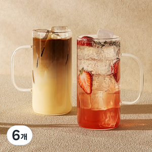 몬즈 내열유리 카페 비어머그잔 650ml, 6개