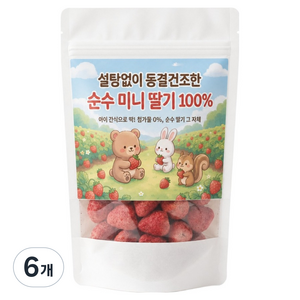 설탕없이 동결건조한 미니 딸기 100%, 6개, 50g