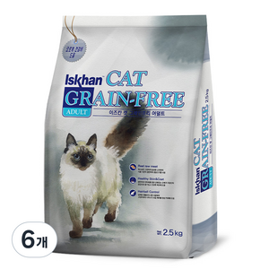 이즈칸 캣 그레인프리 기능성 사료, 어덜트, 2.5kg, 6개