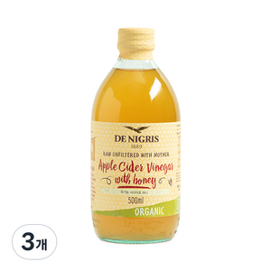 데니그리스 유기농 사과식초 허니, 500ml, 3개