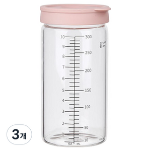 플라라 이지체크 눈금 내열 유리병, 핑크, 3개, 300ml