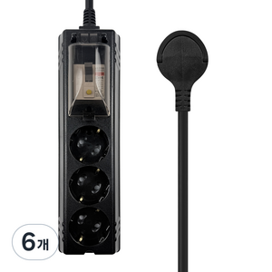 원스탑 제로갭 납작 슬림 고용량 누전차단 멀티탭 3구 50cm, 딥블랙, 6개, 5m