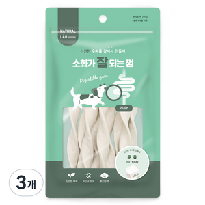 네츄럴랩 강아지 소화가 잘되는 껌, 우유, 100g, 3개