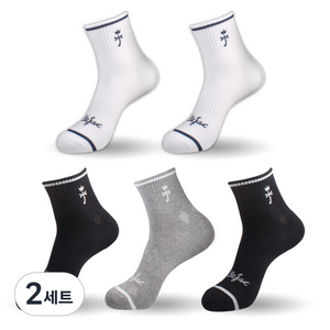 까스텔바작 논쿠션 중목양말 5족 세트 CSM-11, 화이트 + 그레이 + 블랙, 2세트