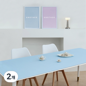 7A 가죽 양면 방수 감성 캠핑 테이블 매트 모서리라운딩 50 x 230 cm, 연블루 + 연보라, 1단, 2개