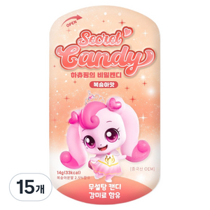 캐치티니핑 프린세스 하츄핑의 비밀캔디, 복숭아맛, 14g, 15개