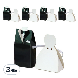 더깔끔 결혼식 신랑 신부 답례품 선물 상자 2종 x 5p 세트, 흑백 드레스, 3세트