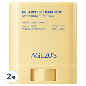 에이지투웨니스 멜라 디펜스 기미 노세범 선스틱 SPF50+ PA++++, 20g, 2개