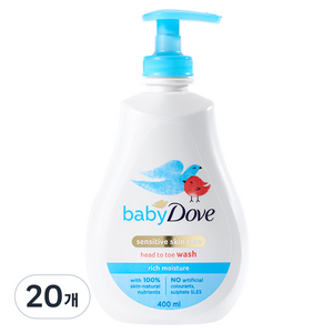베이비도브 유아용 바디워시 리치모이스처 베이비향, 400ml, 20개