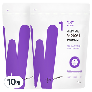 레인보우샵 프리미엄 워싱소다 세탁세제 리필, 1kg, 10개