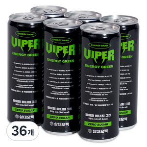 삼대오백 바이퍼 에너지 그린 제로 음료, 355ml, 36개